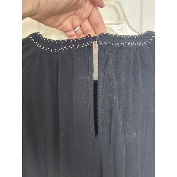 Black Gauzy Beaded Boho Witchy Long Sleeve Top Size Small Whimsigoth Indie - Picture 7 of 8